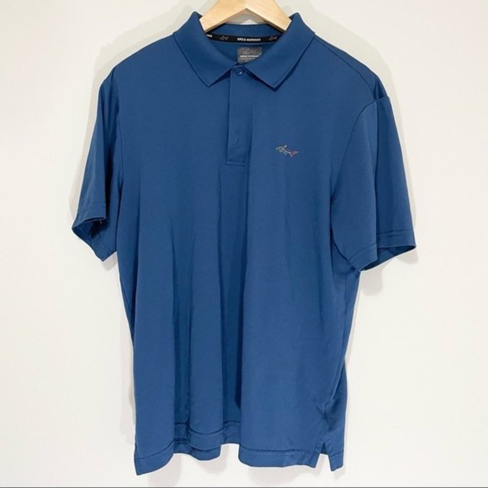 Greg Norman for Tasso Elba Blue Polo Golf Shirt Size L